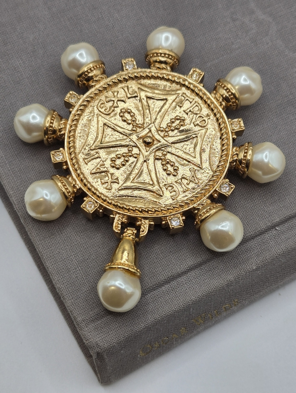 Kenneth Jay Lane KJL for Avon Medallion Collection Maltese Cross Brooch Pin